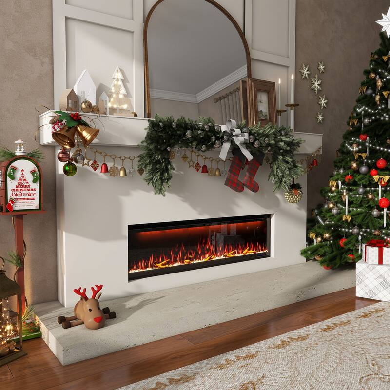 Clihome 42-88 INCH Recessed Wall-Mounted Intelligent Control Electric Fireplace - 60 in.