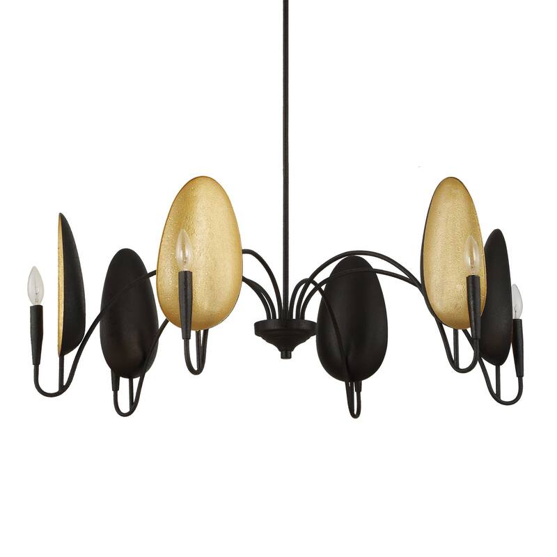 Uttermost Warwick 6 Light Matte Black Chandelier - 41.5"W x 41.5"D x 19"H