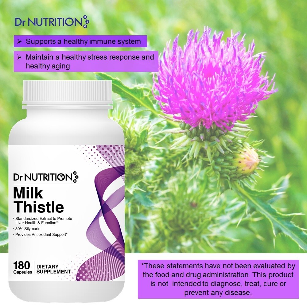 Dr Nutrition 360 Milk Thistle Promotes Liver Health And Function 180 Capsules 3 Months Supply Dietary Supplement Overstock 31789517