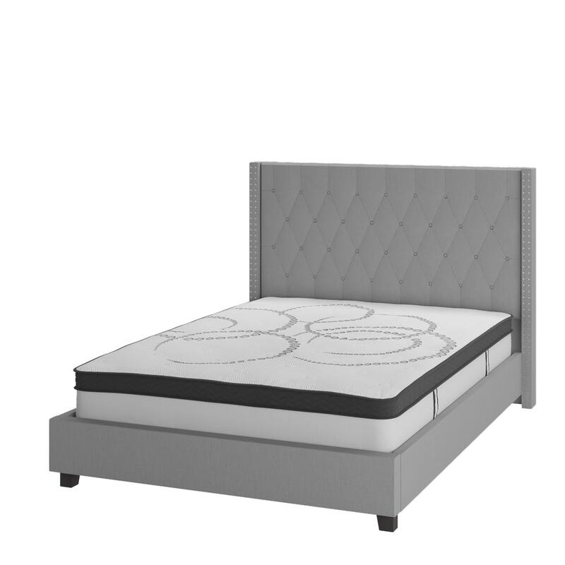 Tufted Platform Bed with 10 Inch Pocket Spring Mattress