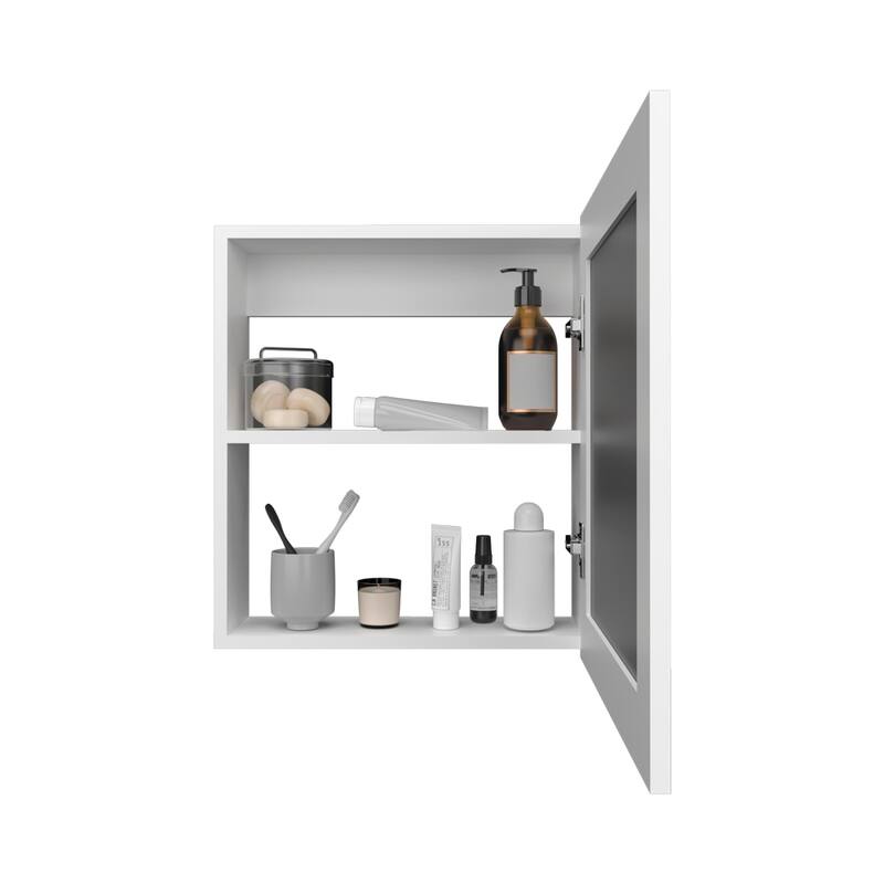 Medicine Cabinet with Mirrored Door, Spacious Storage with 2 Shelves, Compact Wall-Mounted Bathroom Cabinet