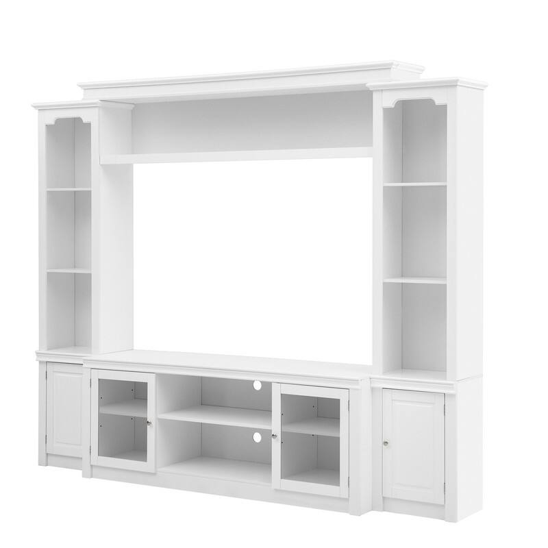 Modern Entertainment Center Wall Unit for TVs up to 65",70.87" TV Console Unit with Bookshelves & Tempered Glass Doors