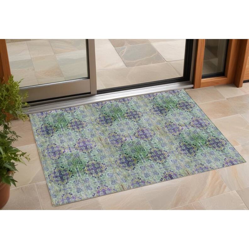 Altolu Garden-Inspired Weather Resistant Classic Meets Modern Runner Outdoor Rug - 2' x 3' - Multi