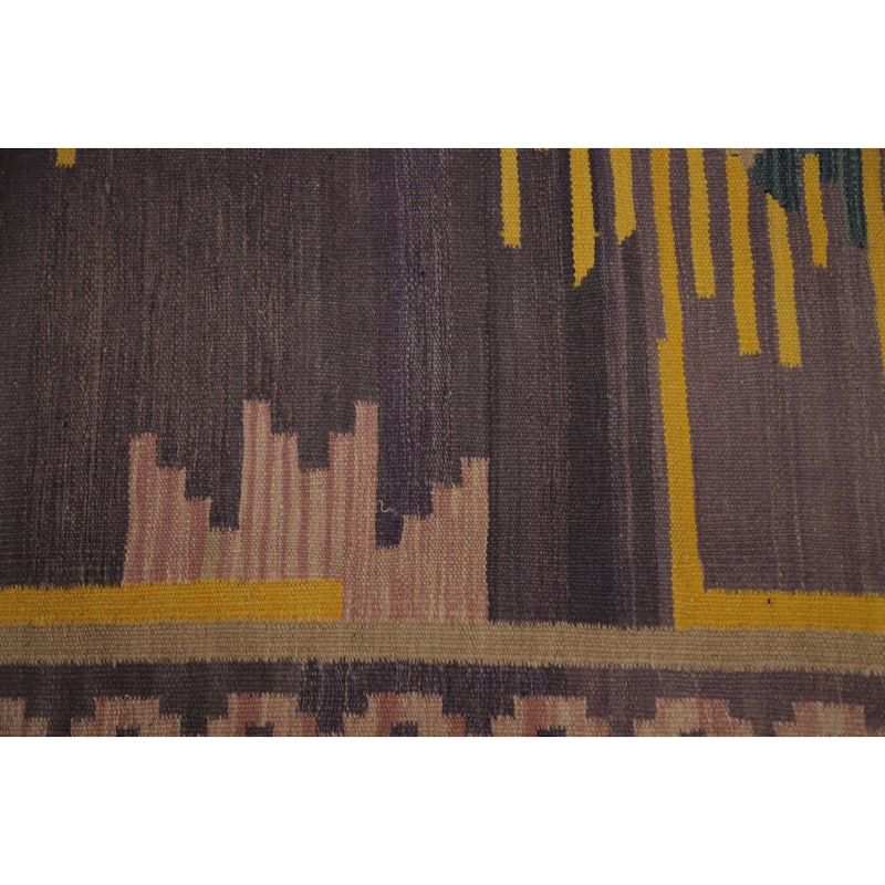 Hand Woven Oriental 100% Wool Carpet Southwestern Tribal Purples Kilim Area Rug - 8' 3'' X 4' 10''