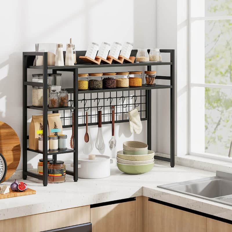 Costway Desk Shelf 4-Tier Desktop Display Rack with Metal Grid Panel & - See Details