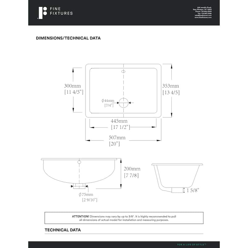 Fine Fixtures Undermount Vessel Bathroom Sink
