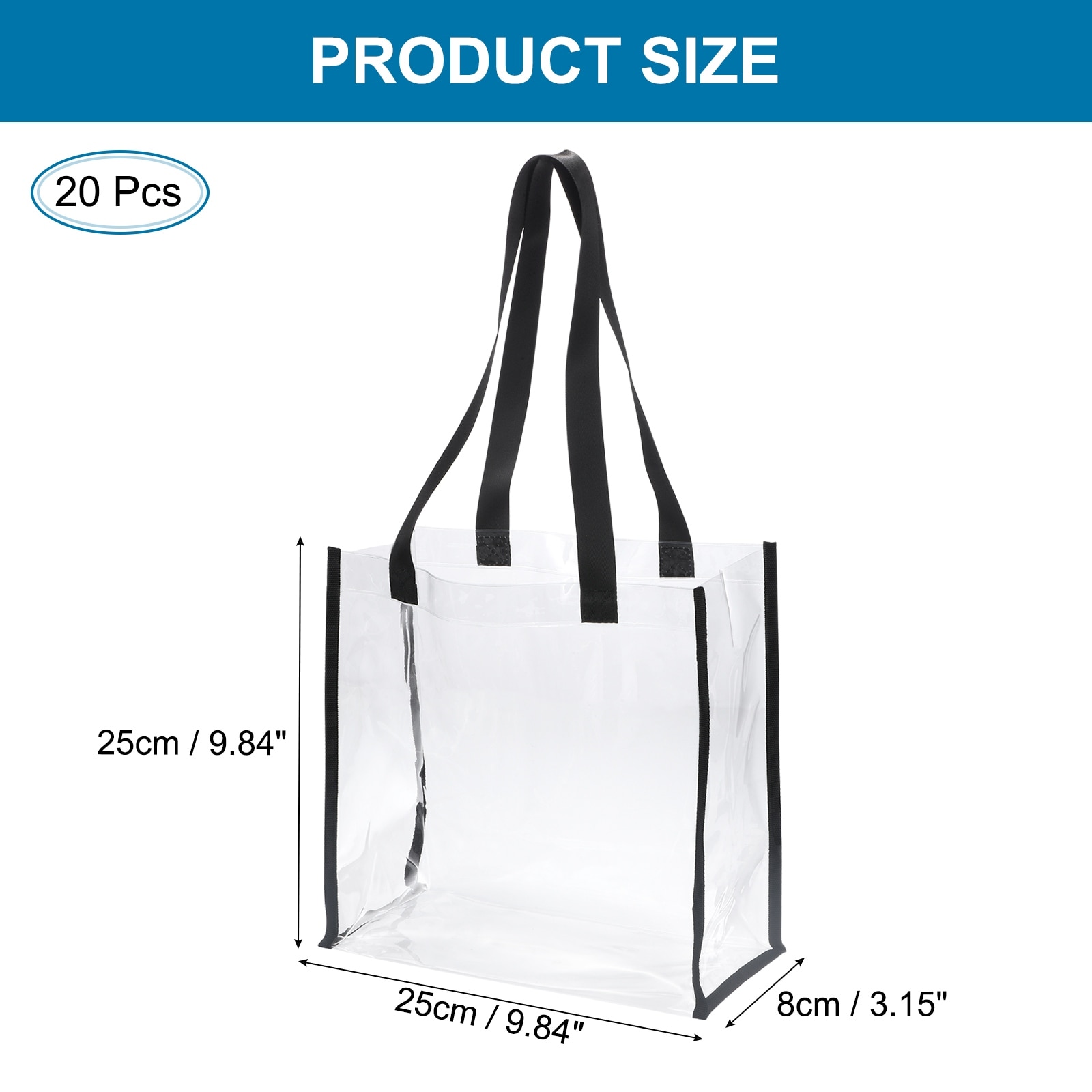 20Pcs Stadium Approved Clear Tote Bags Reusable PVC Bag with Handle(12x12x6Inch)  - 20 Pack - On Sale - Bed Bath & Beyond - 37683224