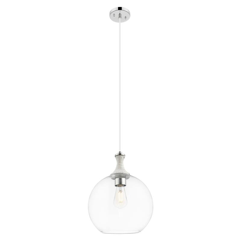 Innovations Lighting Downtown Urban - Astor - 1 Light 12" Rope Detailed Cord Hung Mini Pendant - Clear Shade/Polished Nickel