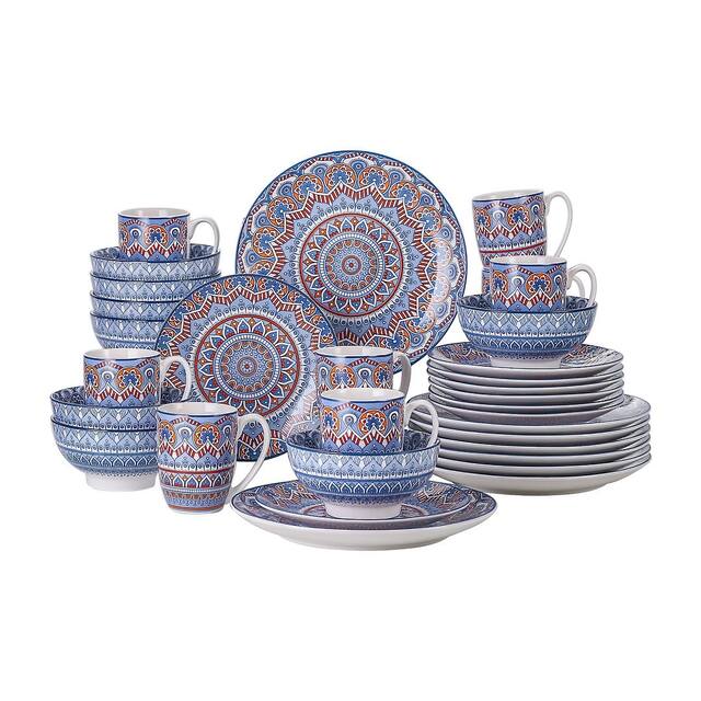 vancasso Mandala Bohemian Porcelain Dinnerware Set (Service for 4) - Teal - 32 Piece