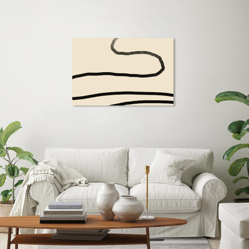 Wynwood Studio Canvas Abstract Abstract Plastic Hanger Black and Vanilla Modern & Contemporary Wall Art Canvas Print