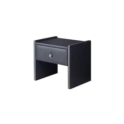 Black 1 Drawer 21 in. W Nightstand with Sturdy Hardware and Ample Storage