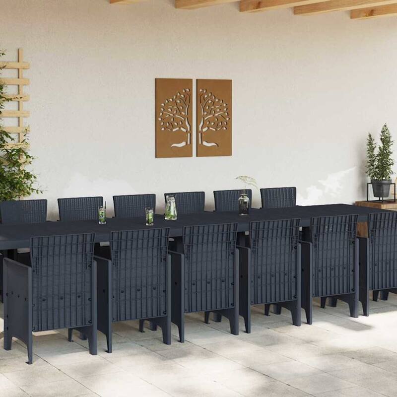 vidaXL Garden Dining Set 15/17 pcs Anthracite/Brown Polt rattan - 400 x 100 x 73 cm