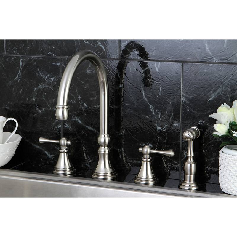 Kingston Brass Governor Widespread Kitchen Faucet with Brass Sprayer