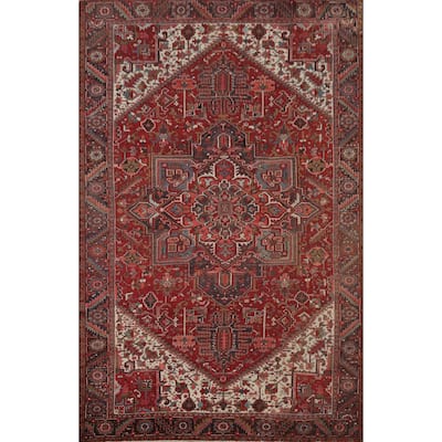 Hand Knotted Oriental 100% Wool Carpet Traditional Medallion Red Heriz Area Rug - 13' 0'' X 10' 0''