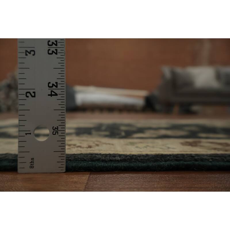 Hand Knotted Oriental 100% Wool Carpet Traditional All-Over Black Peshawar Area Rug - 2' 11'' X 1' 10''