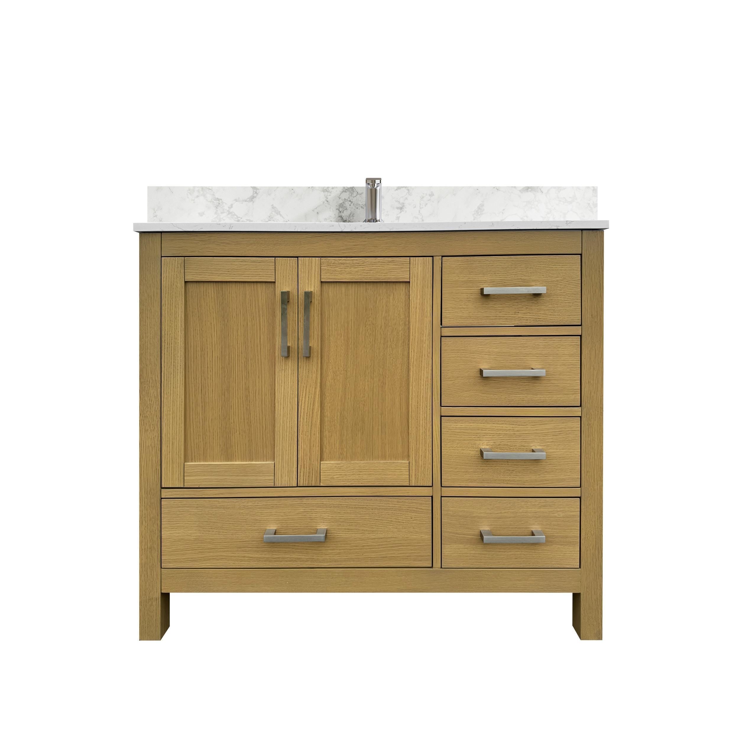 Modern Minimalism 42" Bathroom Vanity with Sink & Faucet Hole