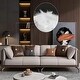 preview thumbnail 4 of 12, 3 Seater Solid Wood Frame Leather Sofa with 4 Unique Pillows
