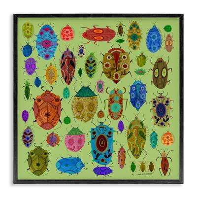 Stupell Flowery Bugs & Insects Framed Giclee Art Design By Kay Widdowson