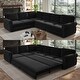 preview thumbnail 95 of 109, Homy Casa Chenille Sleeper Sectional Sofa with Pull-Out Bed
