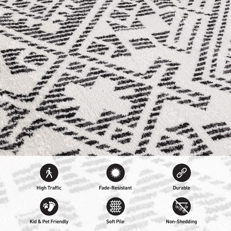 Black Ivory Tribal Pattern Stylish and Durable Area Rug