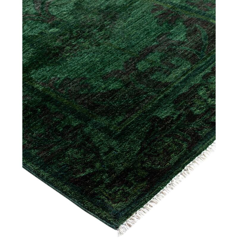 Overdyed One-of-a-Kind Hand-Knotted Runner Rug - Green - 2' 8" x 9' 10"
