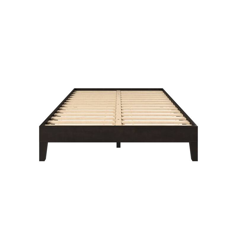 Full Platform Bed in Black with Solid Pine Construction and 650 lbs Capacity
