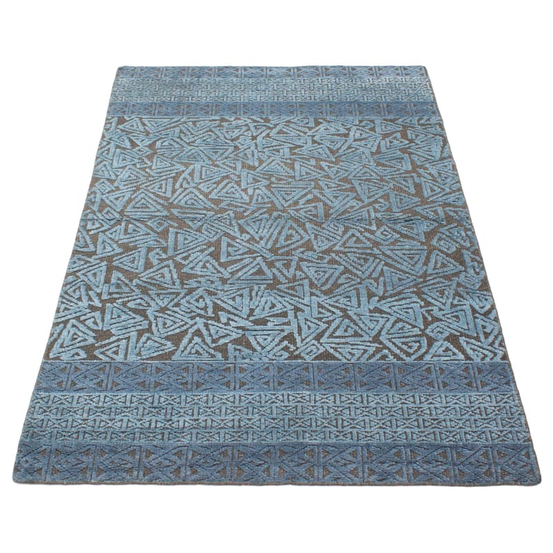 ECARPETGALLERY Hand-knotted Tangier Blue Wool Rug - 5'0 x 8'0