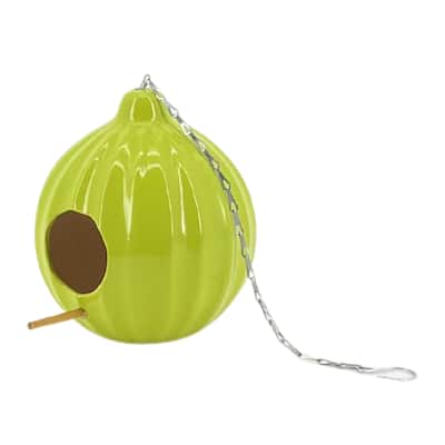 Ceramic 8-Inch Round Ruffled Birdhouse