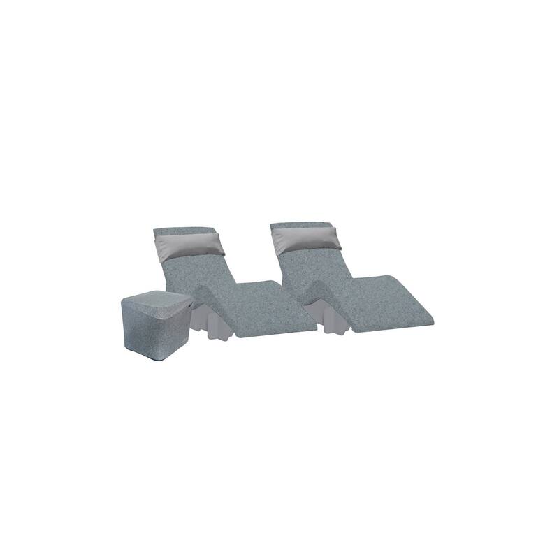 Aqua Outdoors inPool Chaise Set-Two Chaises-Two Pillows-Two Chaise Risers-One Large in Pool Side Table - ledges 9"-14"in Deep - Grey/Grey