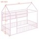 preview thumbnail 3 of 10, Pink Space-Saving Twin Size Kids Bed House Bed with Fence and Shelves
