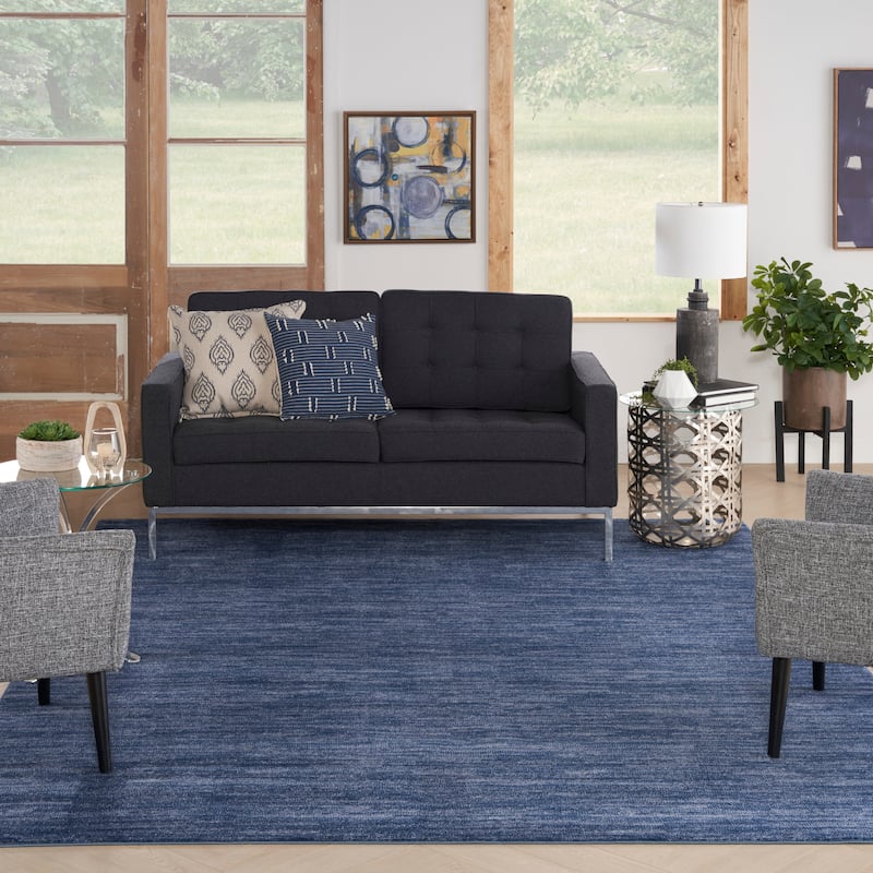 Nourison Modern Solid Indoor/Outdoor Area Rug - 8' x 10' - Navy