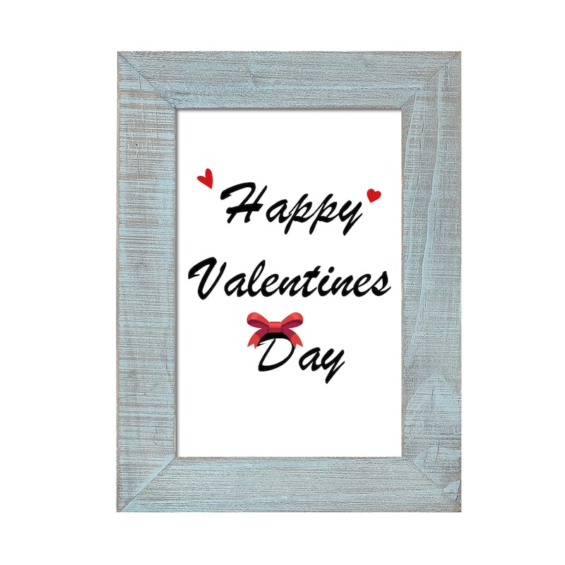 Adeco Wood Grain Distressed Blue Wood Picture Frame