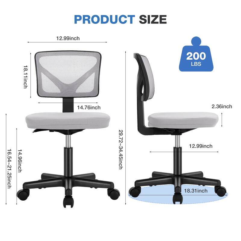Compact Low Back Swivel Task Chair with Adjustable Height & Wheels