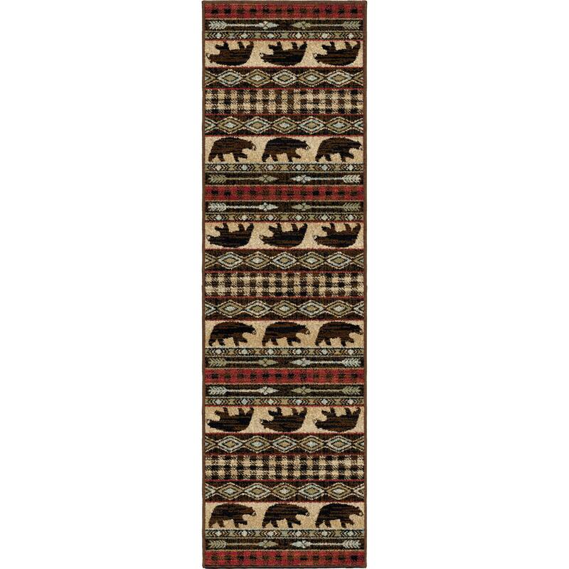 Lodge King Bear Plaid Rug - 2'3"x7'7" - Red