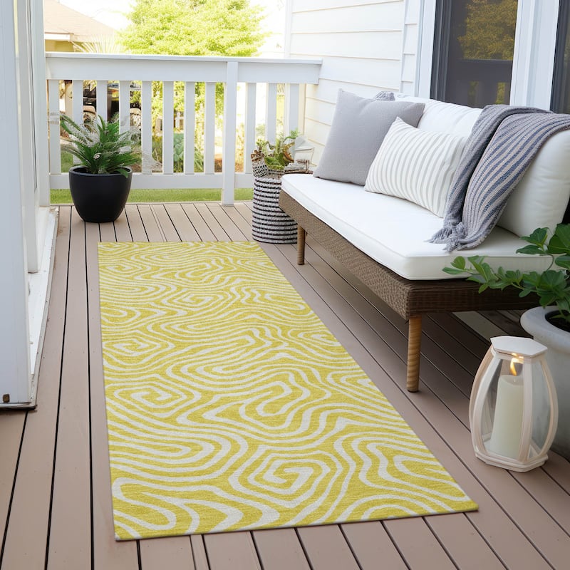 Machine Washable Indoor/ Outdoor Modern Trance Chantille Rug