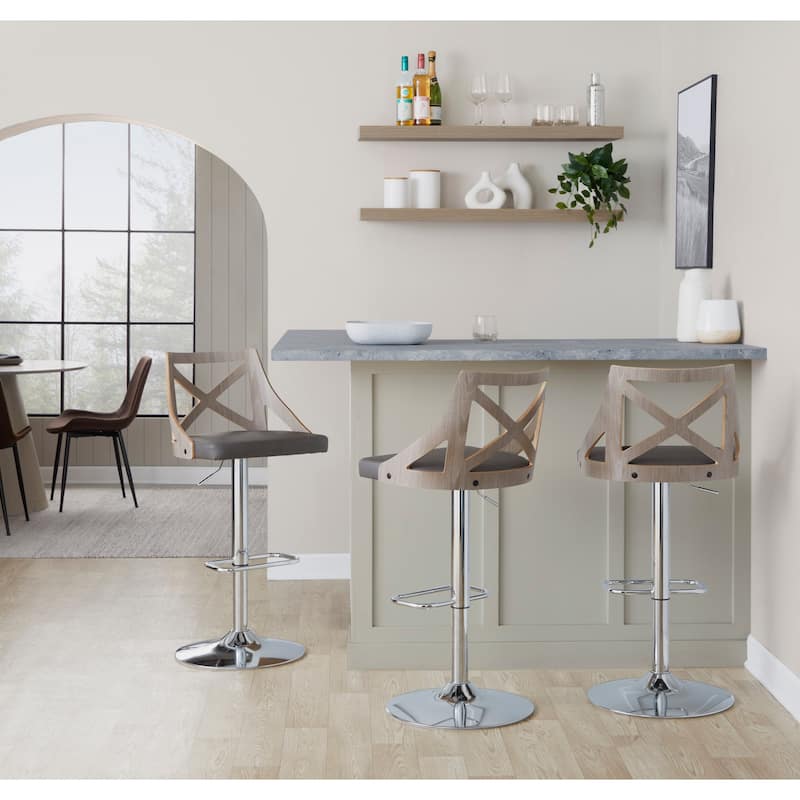 The Gray Barn Charlotte Adjustable Bar Stool with Rounded Rectangular Footrest (Set of 2)