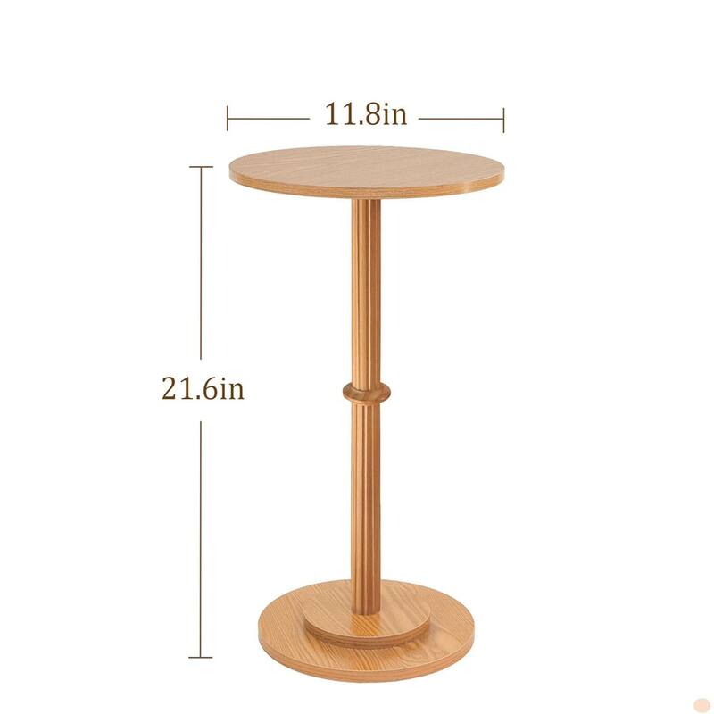 Modern Round End Table with Fluted Wood Leg