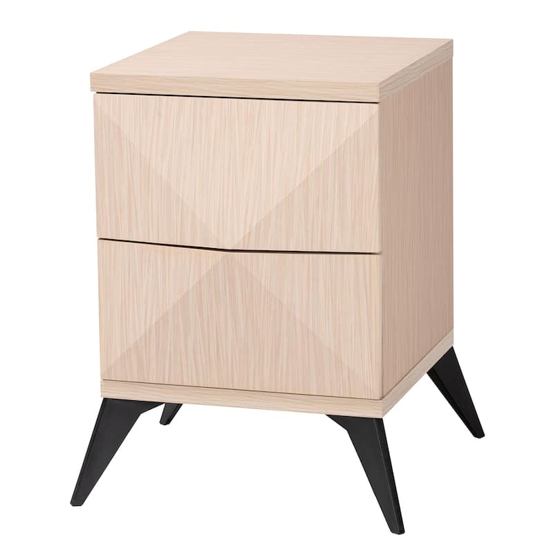 Draper Mid-Century Modern Two-Tone Light Brown and Black Wood 2-Drawer Nightstand - 2-drawer
