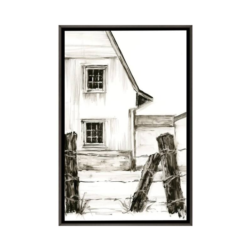 iCanvas "Rustic Barbed Wire I" by Ethan Harper Framed - Charcoal - 40x26