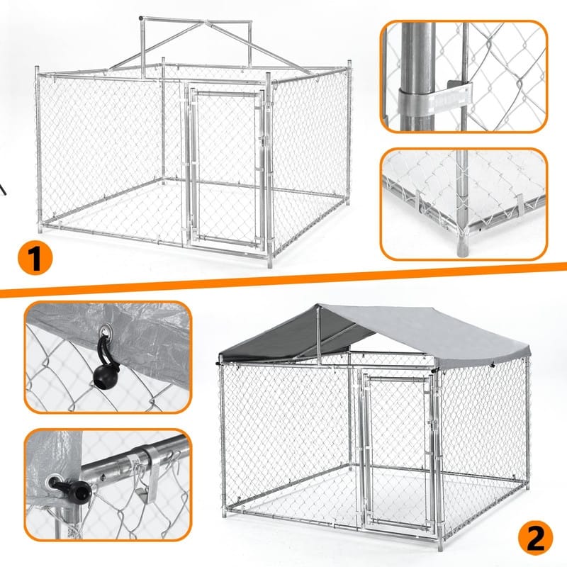 Large Indestructible Steel Dog Crate EscapeProof Kennel with 360° Wheels Top Opening