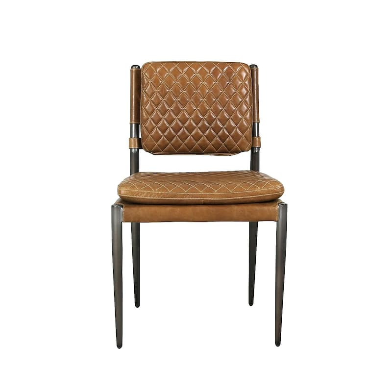 Pasargad Home Capri Brown Top Grain Leather Accent Chair, Brown
