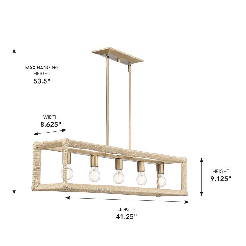 Wry Lighting Kimber 5-light Island Light in Modern Brass