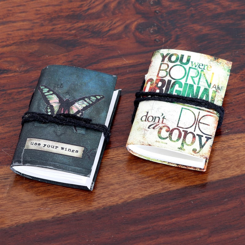Novica Handmade Motivation Mini Journals (Pair)