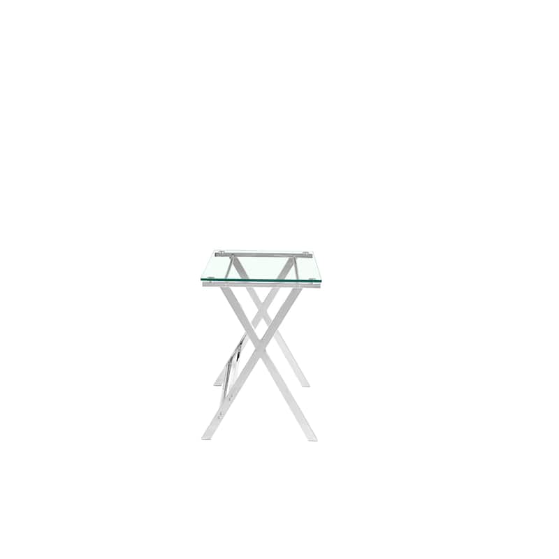 Glass Computer Desk, Transparent Tempered Glass Laptop Table with Rounded Edges Desks, Sofa Table