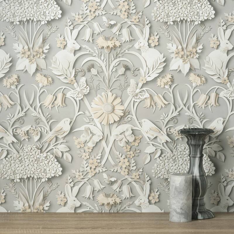 Fine Decor Fae Light Grey Woodland Wall - 20.5 x 396 x 0.025