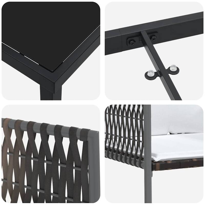 vidaXL Garden Dining Set Brown and Black PE Rattan