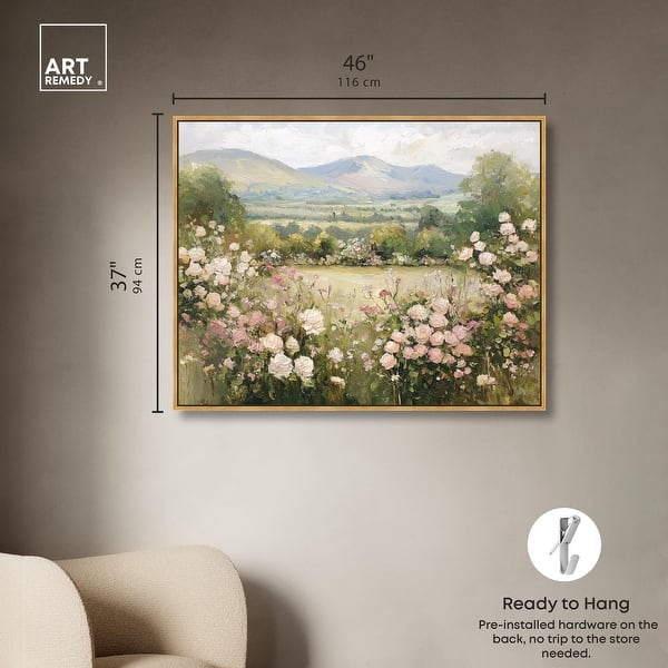 dimension image slide 15 of 16, Valley in Bloom Farmhouse Art Framed Canvas Print by Art Remedy