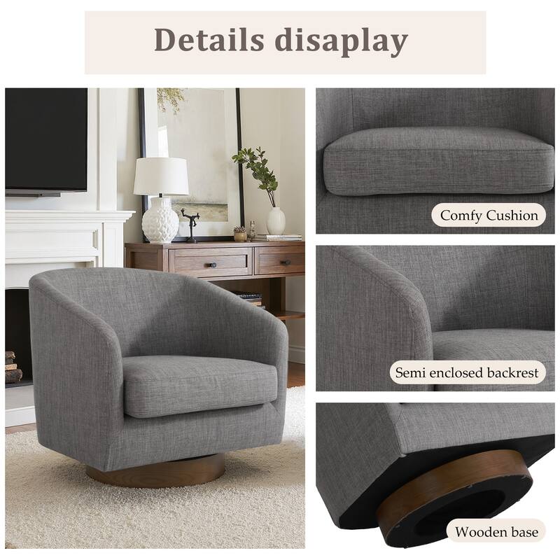 31.1'' W Modern Barrel Swivel Accent Chair