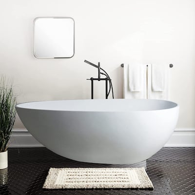 Vanity Art 67" Matte Solid Surface Resin Stone Freestanding Bathtub - 67
