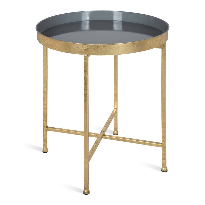 Kate and Laurel Celia Round Metal Side Table - 18.25x18.25x22 - Gold/Gray